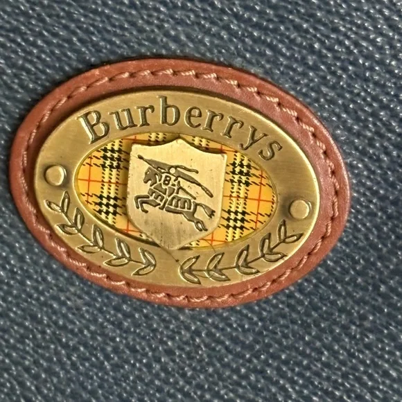 Burberry Blue and Brown Plaid Emblem Bag